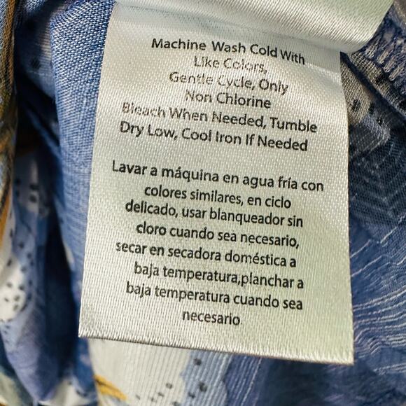 Alex & Parker Blue Gold Foiled Lily Sheer Ruffle Hem Short Sleeve Blouse Sz 3X - Picture 6 of 6